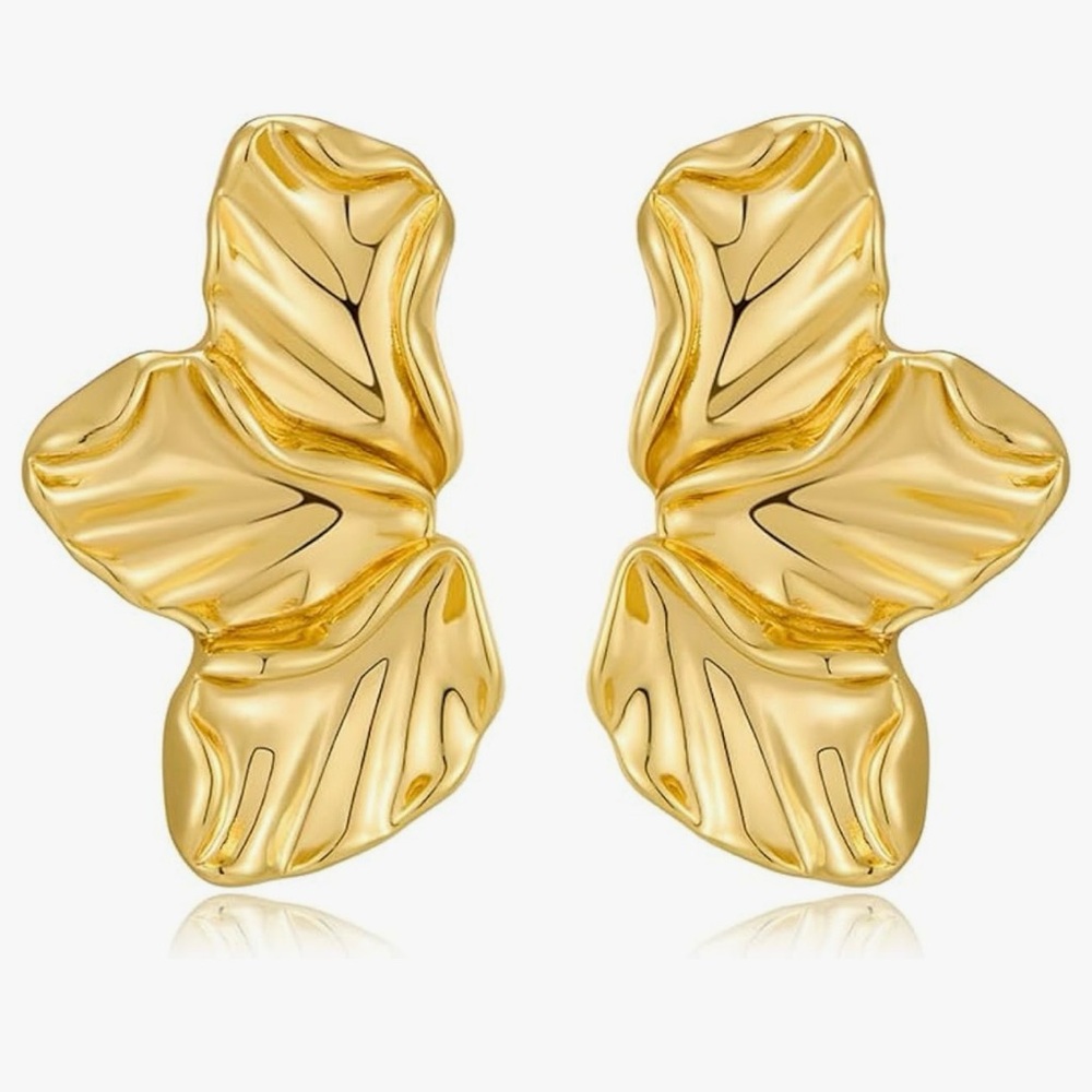 Amazon Small Gold Flower Statement Earrings